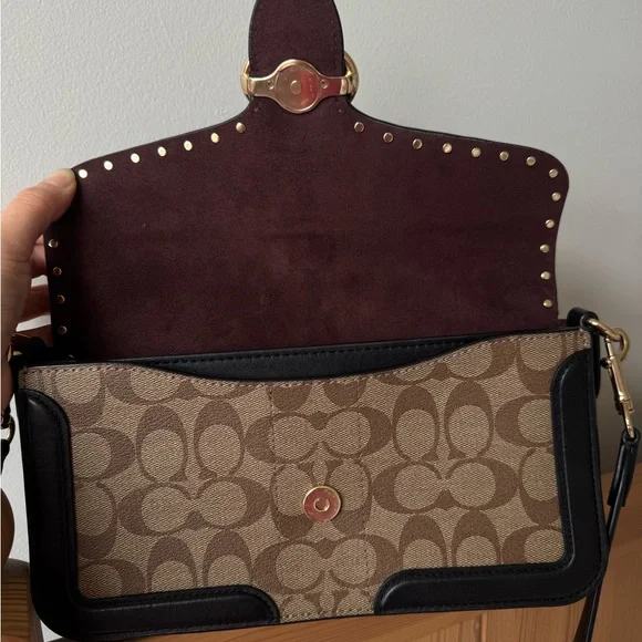 Coach Georgie Shoulder Bag in Colorblock Signature Canvas with Rivets - Picture 8 of 8